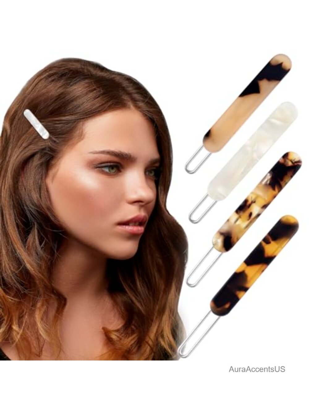 4 Pcs French Barrettes Tortoise Shell Acrylic Hair Clips Women Hair Accessories